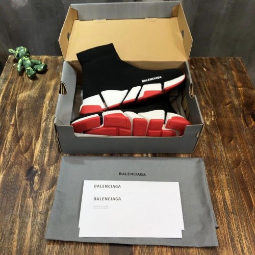 Balenciaga Speed Clear Sole Replica Trainer “Black White & Red Sole”