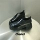 chanel diamond thick sole leather shoes