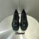 chanel diamond thick sole leather shoes