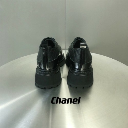 chanel diamond thick sole leather shoes