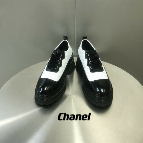 chanel diamond thick sole leather shoes