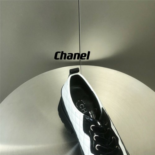 chanel diamond thick sole leather shoes