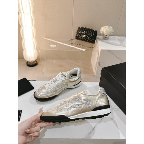 chanel new double c rhinestone sneakers baseball shoes