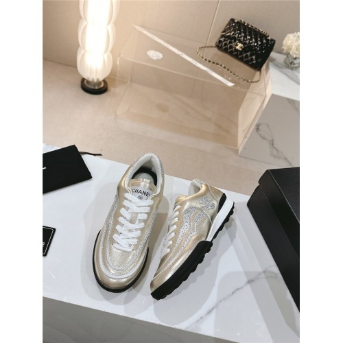 chanel new double c rhinestone sneakers baseball shoes