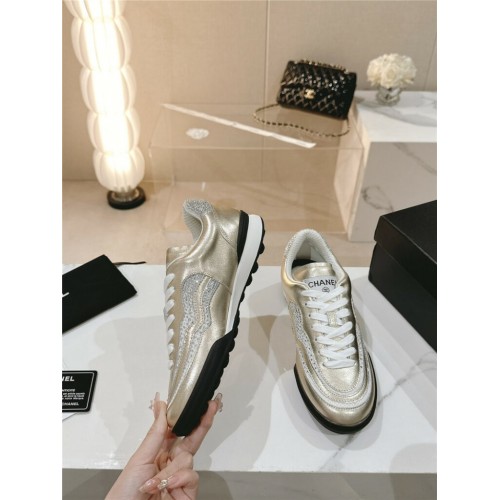 chanel new double c rhinestone sneakers baseball shoes