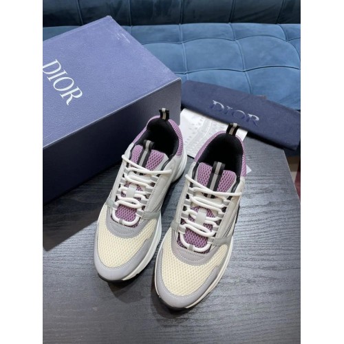 DIOR B22 White and Purple High Top Sneakers