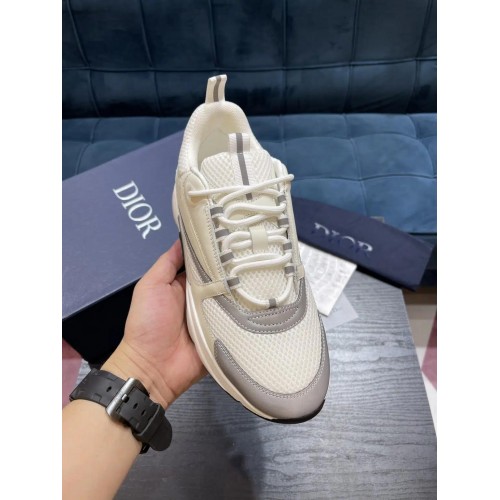 DIOR B22 Technical Mesh with White and Silver-Tone Calfskin