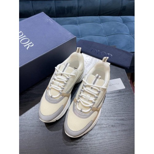 DIOR B22 Cream Technical Mesh with Beige & White Smooth Calfskin