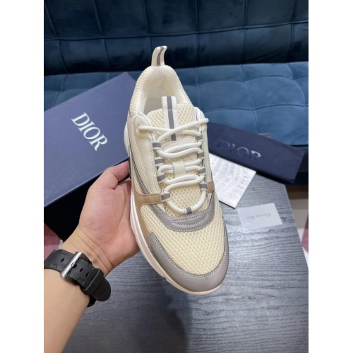 DIOR B22 Cream Technical Mesh with Beige & White Smooth Calfskin