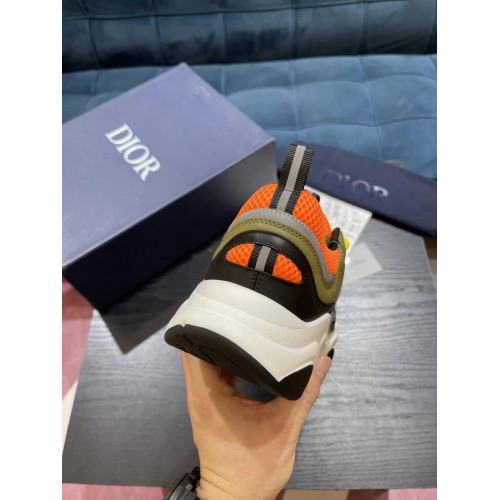 DIOR B22 Technical Mesh with Smooth Calfskin | Green & Orange