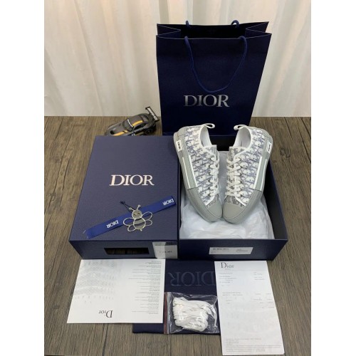 DIOR B23 Low Top Logo Oblique Grey Sneakers