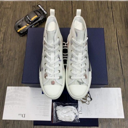 DIOR B23 High Top Sneaker White Oblique Canvas