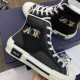 Dior B23 Canvas High Top Sneakers With Flowers Embroidery