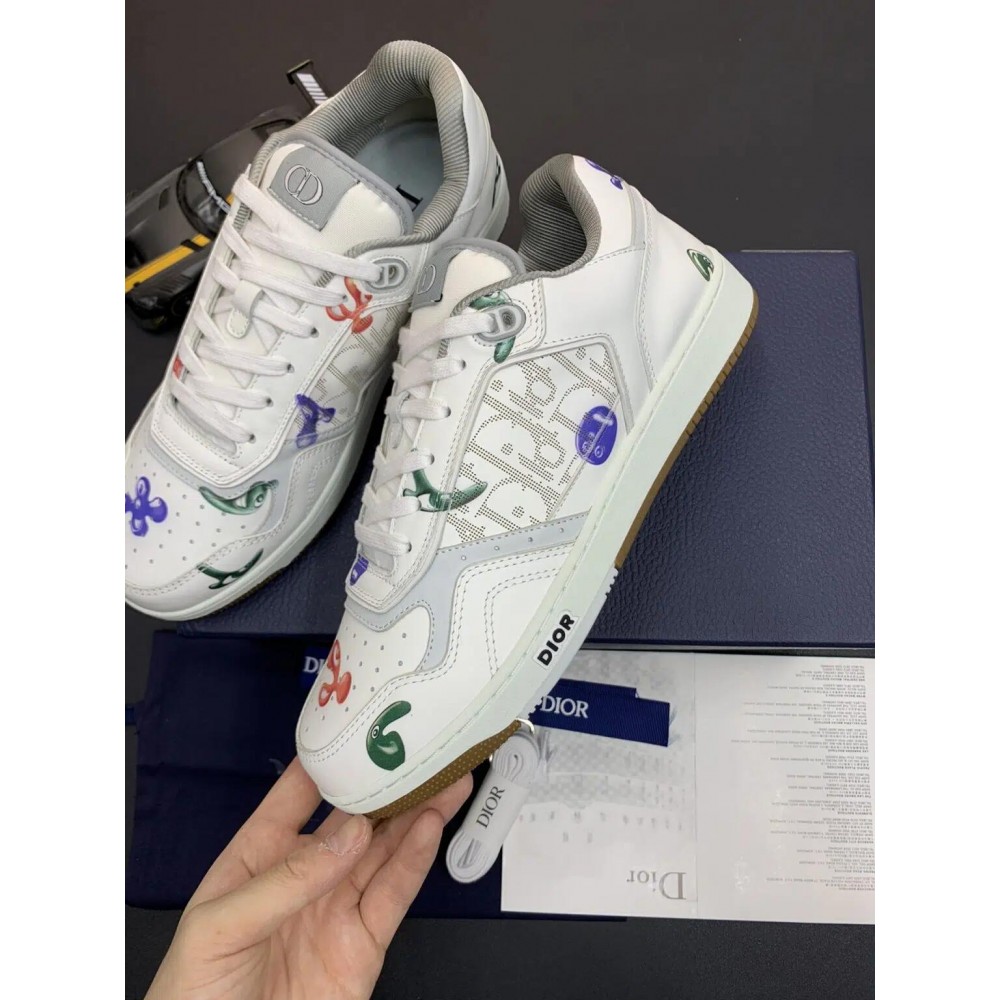 DIOR B27 Low Top Galaxy Graffiti White Sneakers | Shapes