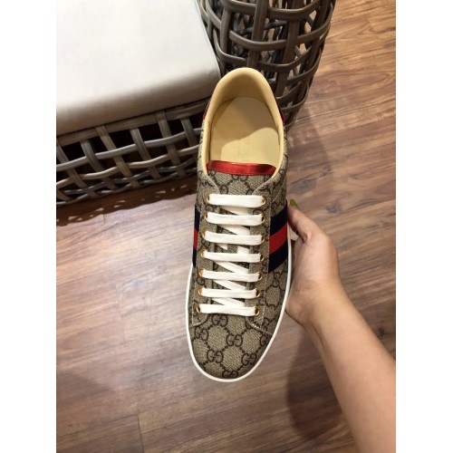 GUCCI Ace Logo Brown/Beige GG Supreme Canvas Rep Sneakers