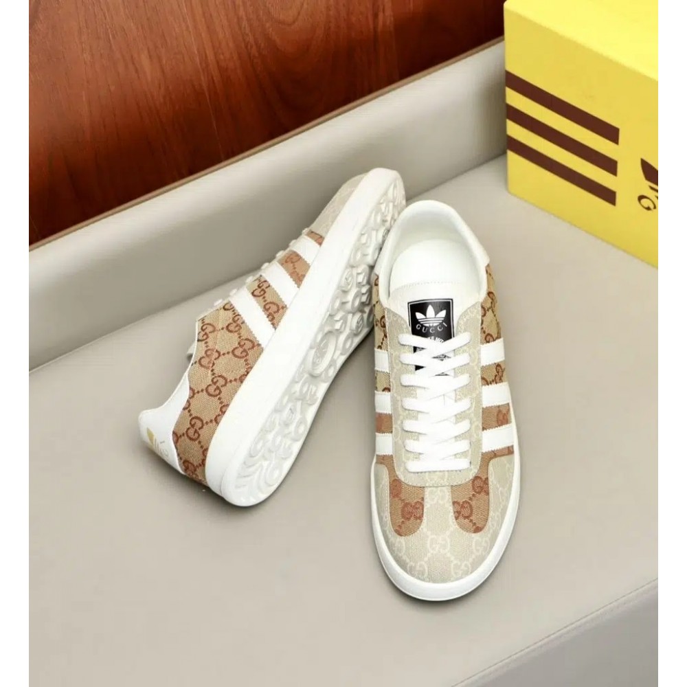 Adidas x Gucci Gazelle – Gold/White Low Top Rep Sneakers