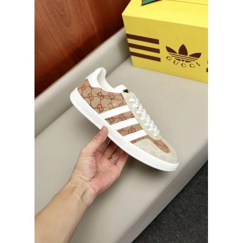 Adidas x Gucci Gazelle – Gold/White Low Top Rep Sneakers