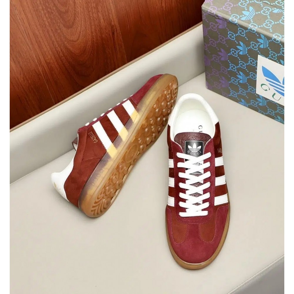 Adidas x Gucci Gazelle – DK Red Low Top Rep Sneakers