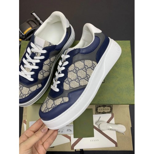 Gucci GG – Beige/Blue Low Top Replica Sneakers for Men