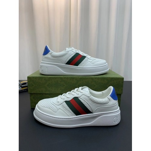 Gucci GG with Web – White Low Top Rep Sneakers for Girls