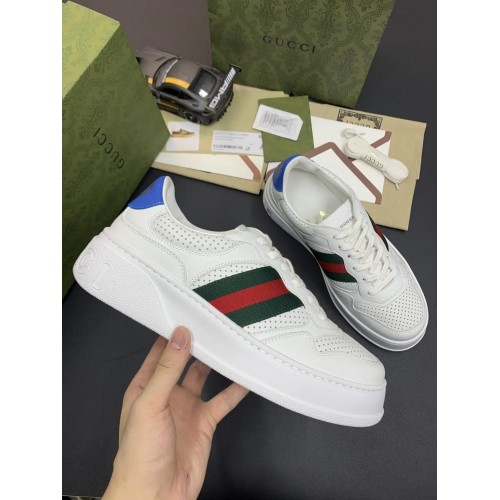 Gucci GG with Web – White Low Top Rep Sneakers for Girls