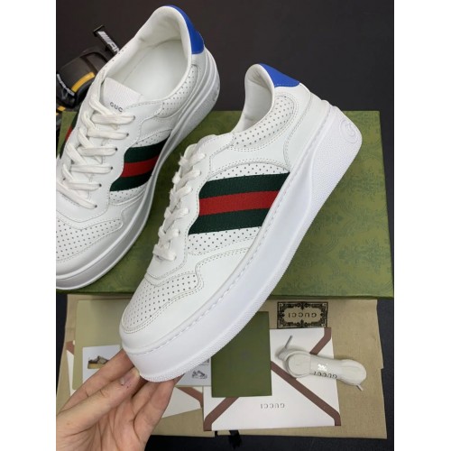 Gucci GG with Web – White Low Top Rep Sneakers for Girls