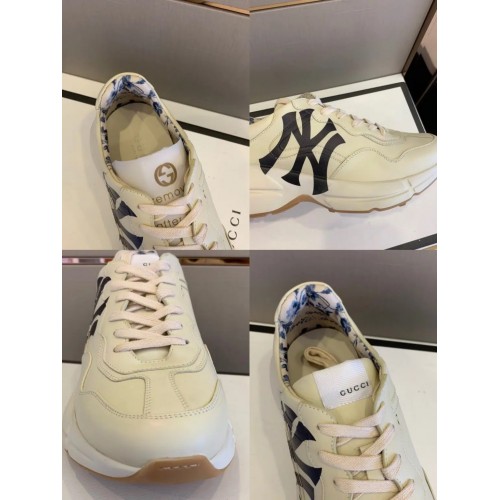 Gucci Rhyton Low Top Sneaker – NY Yankee Cream Leather