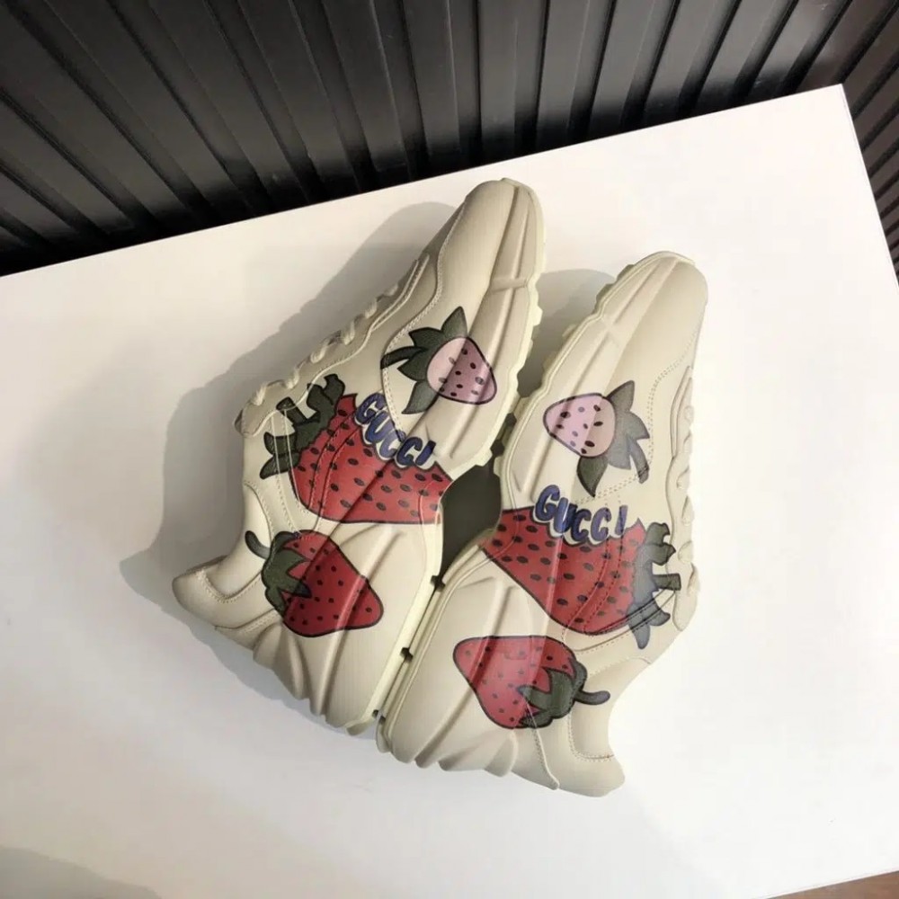Gucci Rhyton Low Top Sneaker – STRAWBERRY White Leather