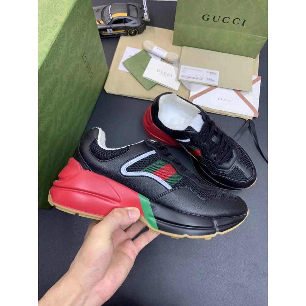 Gucci Rhyton Low Top Sneaker – BLACK/RED