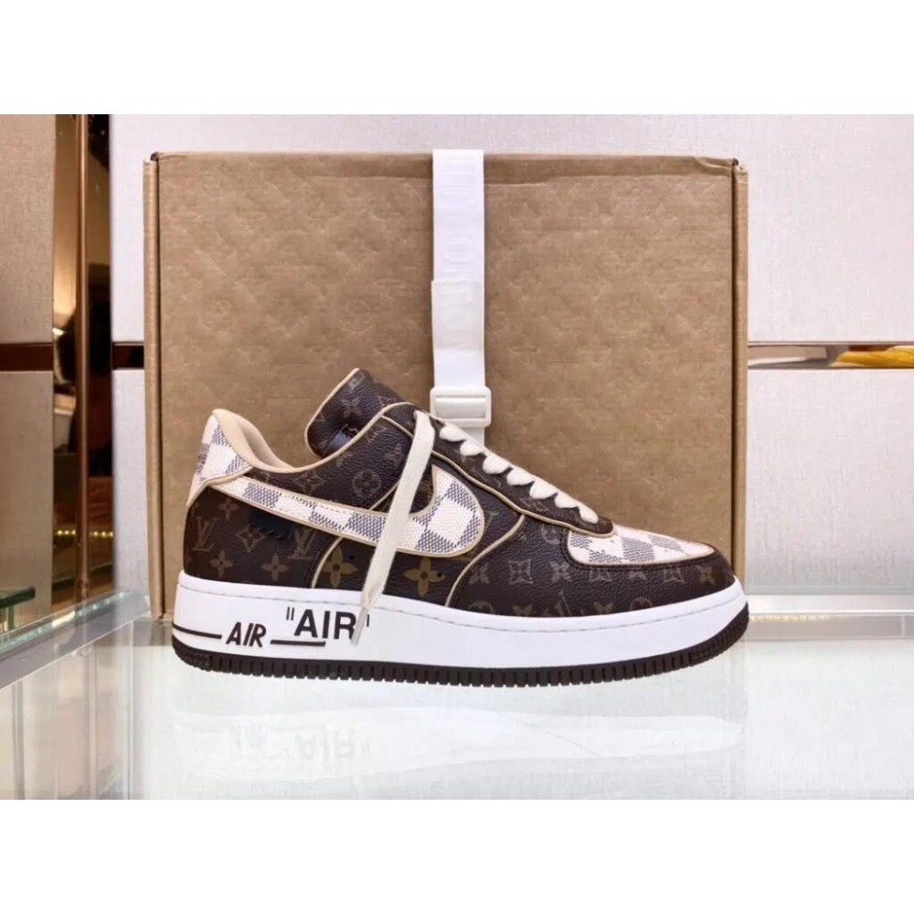 Louis Vuitton x Nike Air Force 1 Replica Shoe (Mono Brown)