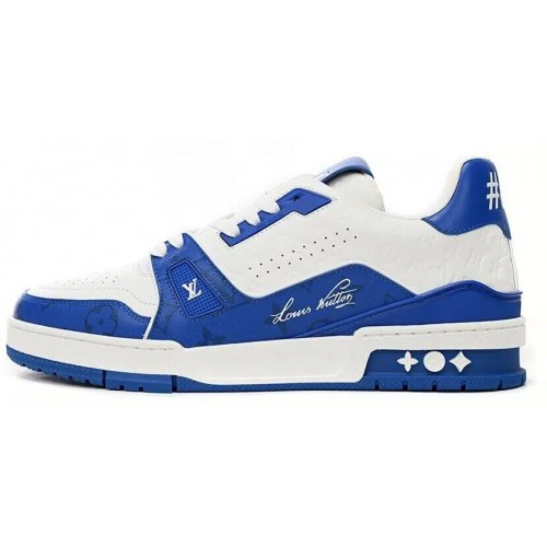 Louis Vuitton Trainer Sneaker Replica (Blue Embossed)