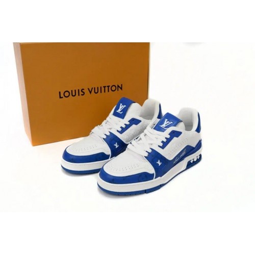 Louis Vuitton Trainer Sneaker Replica (Blue Embossed)