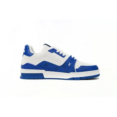 Louis Vuitton Trainer Sneaker Replica (Blue Embossed)