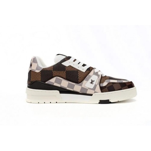 Louis Vuitton Trainer Sneaker Reps LOGO BROWN