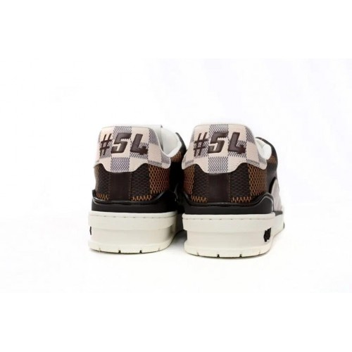 Louis Vuitton Trainer Sneaker Reps LOGO BROWN