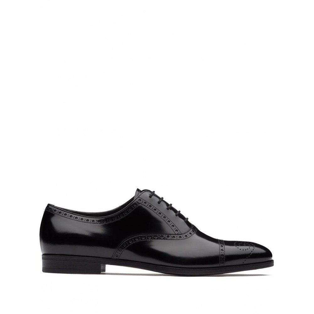 Prada brushed fumé leather Oxford shoes