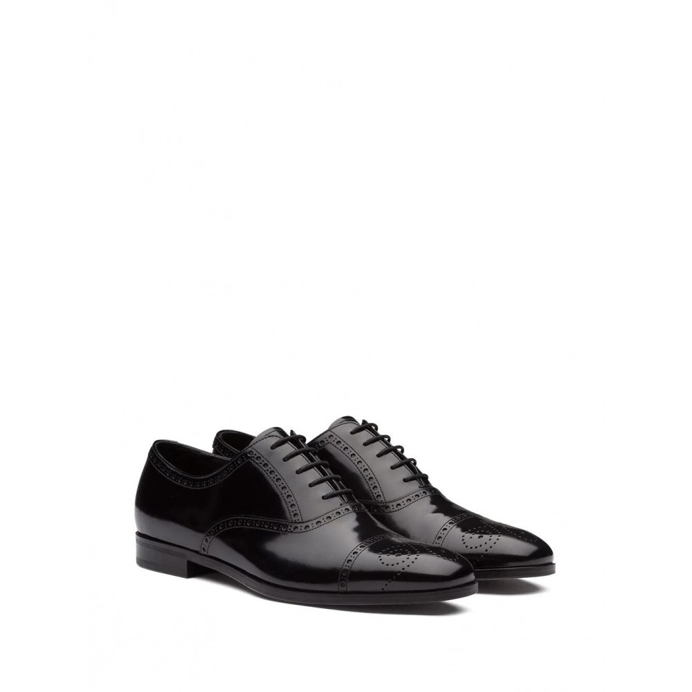 Prada brushed fumé leather Oxford shoes