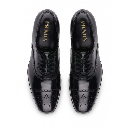 Prada brushed fumé leather Oxford shoes