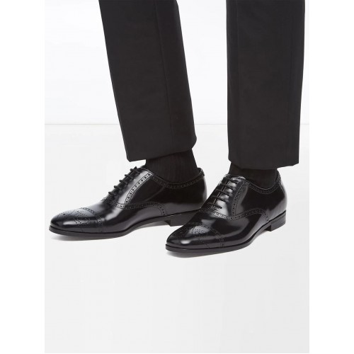 Prada brushed fumé leather Oxford shoes