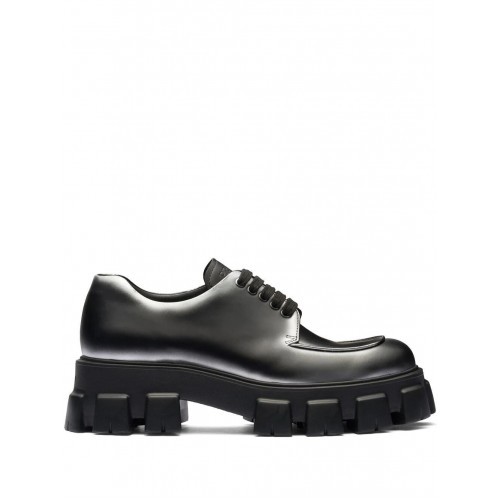 Prada Moonlith brushed leather lace-up shoes