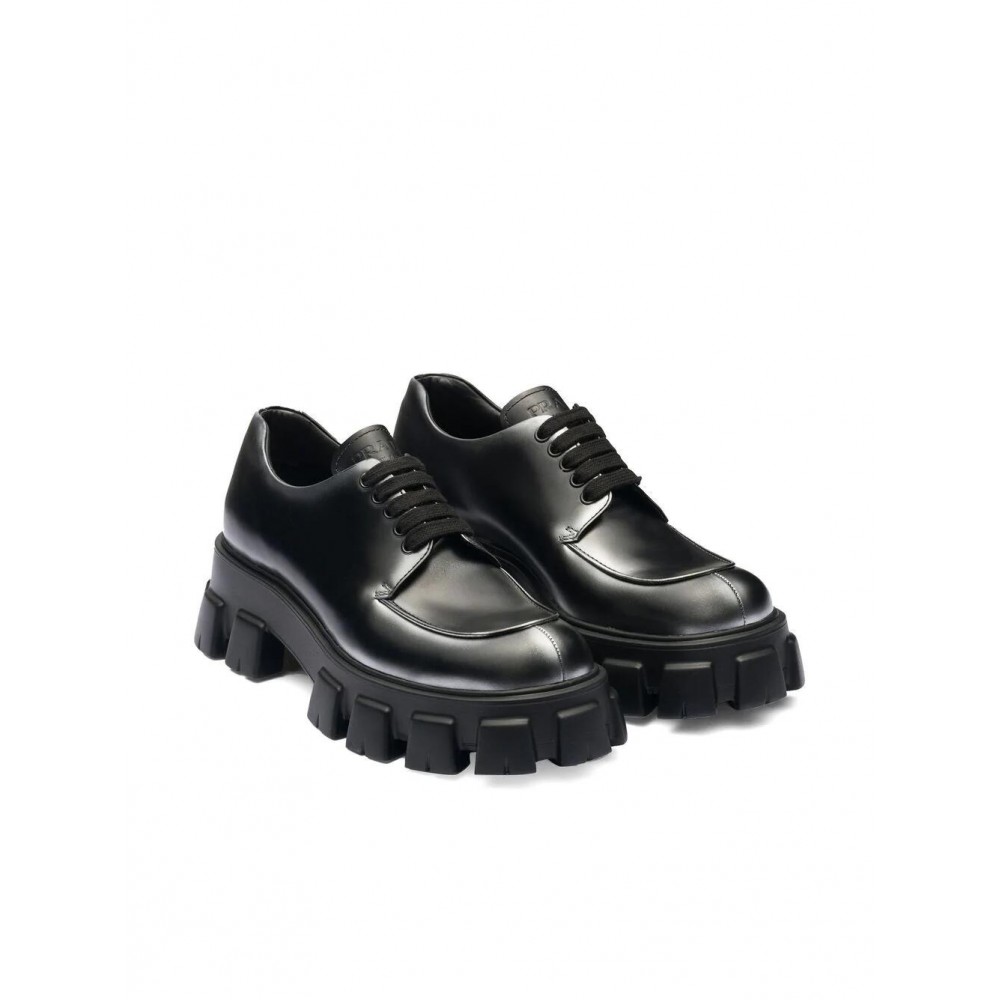 Prada Moonlith brushed leather lace-up shoes