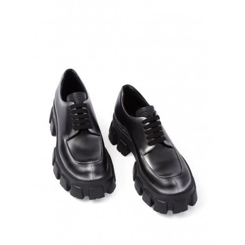 Prada Moonlith brushed leather lace-up shoes