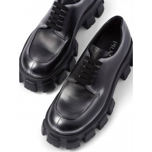 Prada Moonlith brushed leather lace-up shoes