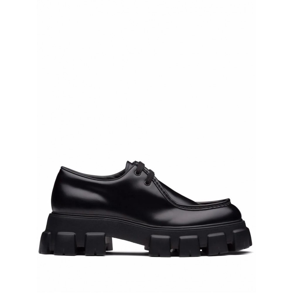 Prada Moonlith brushed leather lace-up shoes