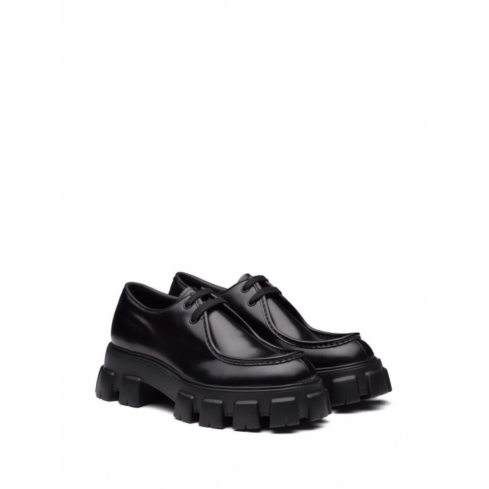 Prada Moonlith brushed leather lace-up shoes