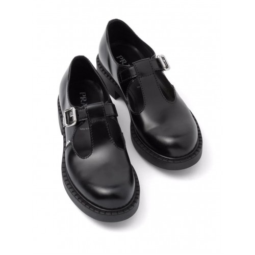 Prada brushed-leather Mary Jane shoes