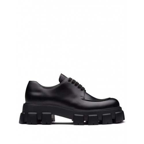 Prada Monolith brushed leather lace-up shoes