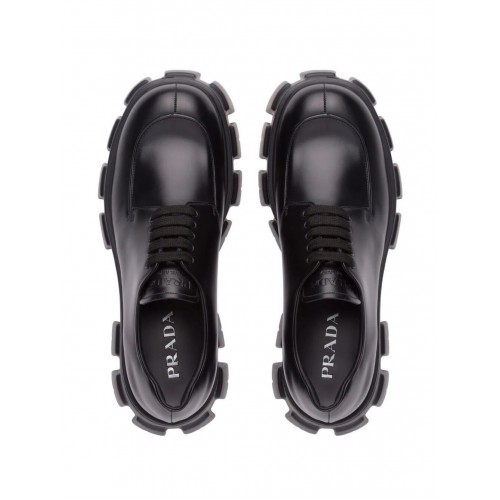 Prada Monolith brushed leather lace-up shoes