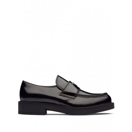 Prada Chocolate brushed leather loafers