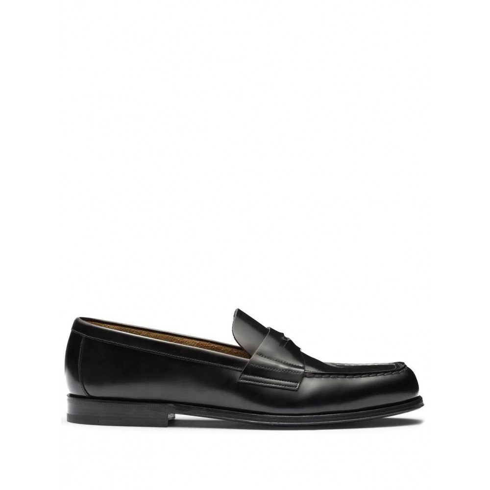 Prada logo-plaque leather loafers